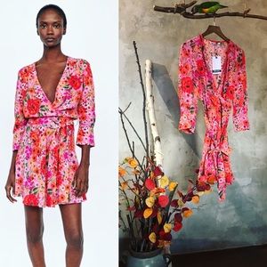 Zara floral print Mini Warp dress